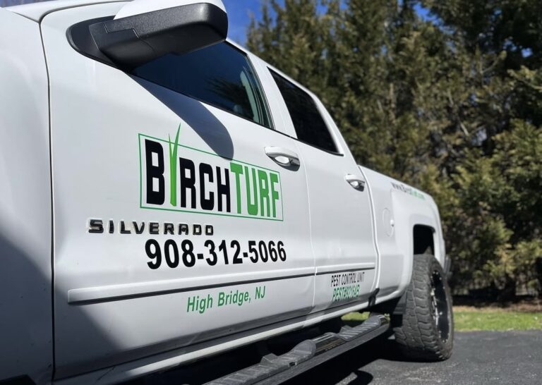 Pickup truck door lettering for Birch Turf, High Bridge NJ, by Lombardo Lettering