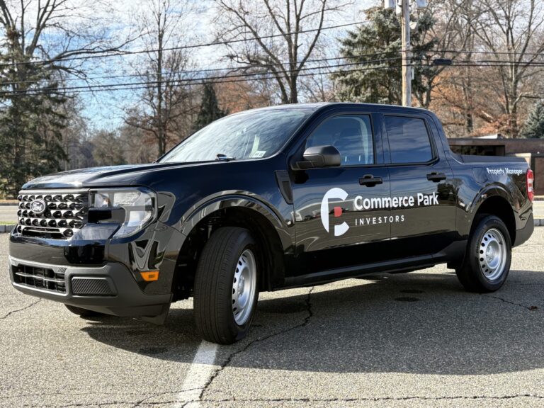 Pickup truck door lettering for Commerce Park Investors, by Lombardo Lettering, New Jersey