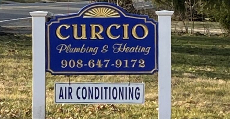 Post and panel business sign for Curcio Plumbing & Heating, by Lombardo Lettering, New Jersey