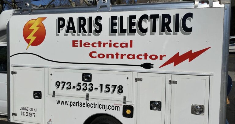 Service body truck lettering for Paris Electric, Livingston NJ, by Lombardo Lettering