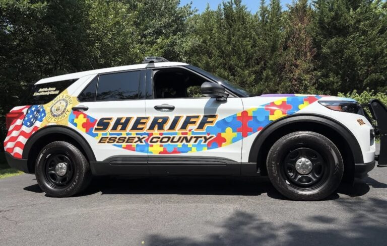 Essex County Sheriff vehicle graphics with autism awareness design, by Lombardo Lettering, New Jersey