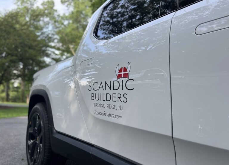 Truck door lettering for Scandic Builders, Basking Ridge NJ, by Lombardo Lettering