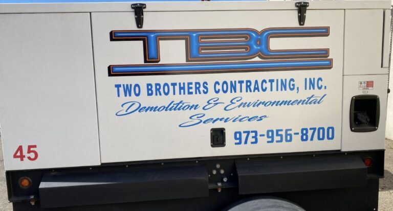 Truck body lettering for Two Brothers Contracting, Inc., by Lombardo Lettering, New Jersey