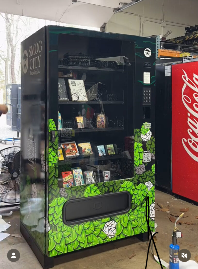Vending machine wrap for Smog City, by Lombardo Lettering, New Jersey
