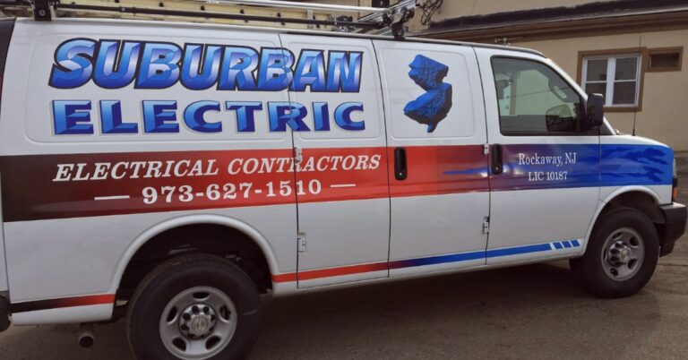 Work van graphics for Suburban Electric, Rockaway NJ, by Lombardo Lettering