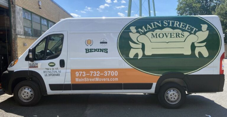 Work van lettering for Main Street Movers, Irvington NJ, by Lombardo Lettering